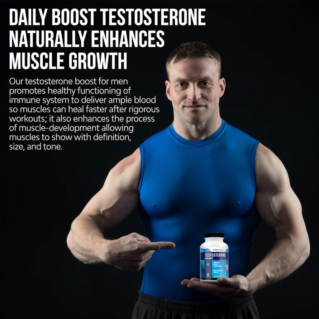 DAILY BOOST Free Testosterone Booster for Men - Strongest Supplement for Muscle Growth, Bodybuilding  Energy With 9 Powerful Ingredients - 60 Capsules