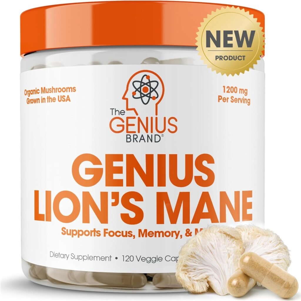 Genius Lions Mane Mushroom Supplement, 120 Pills - Nootropic Supplement to Help Increase Focus, Cognition, Memory, and Clarity