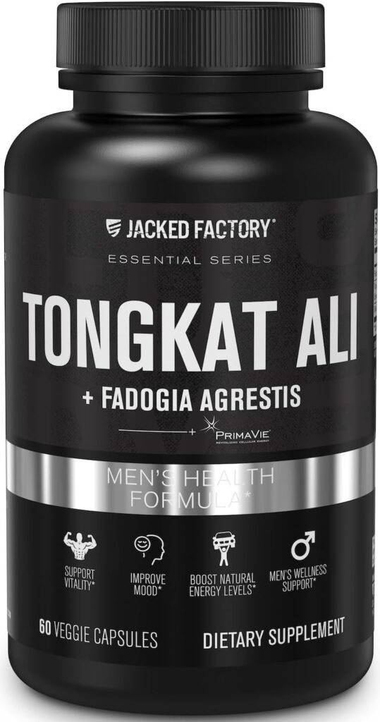 Jacked Factory Indonesian Tongkat Ali + Fadogia Agrestis - 200:1 Extract Longjack Tongkat Ali for Men with Fadogia Agrestis 600mg  Primavie Shilajit to Support Vitality, Energy,  Mood - 60 Capsules