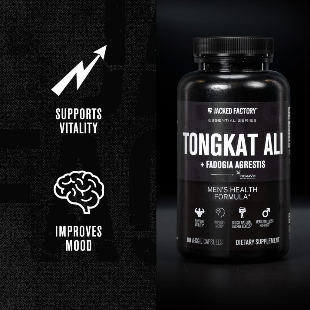 Jacked Factory Indonesian Tongkat Ali + Fadogia Agrestis - 200:1 Extract Longjack Tongkat Ali for Men with Fadogia Agrestis 600mg  Primavie Shilajit to Support Vitality, Energy,  Mood - 60 Capsules