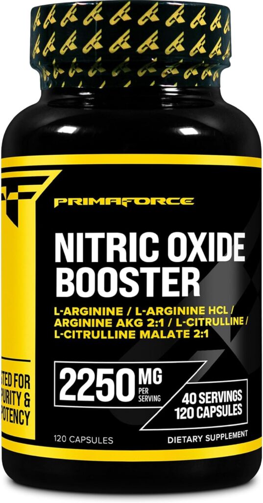 Primaforce Nitric Oxide Booster (2,250mg, 120 Capsules) - 40 Servings of Our High Potency Nitric Oxide Boosting Blend for Pre-Workout and Post-Workout